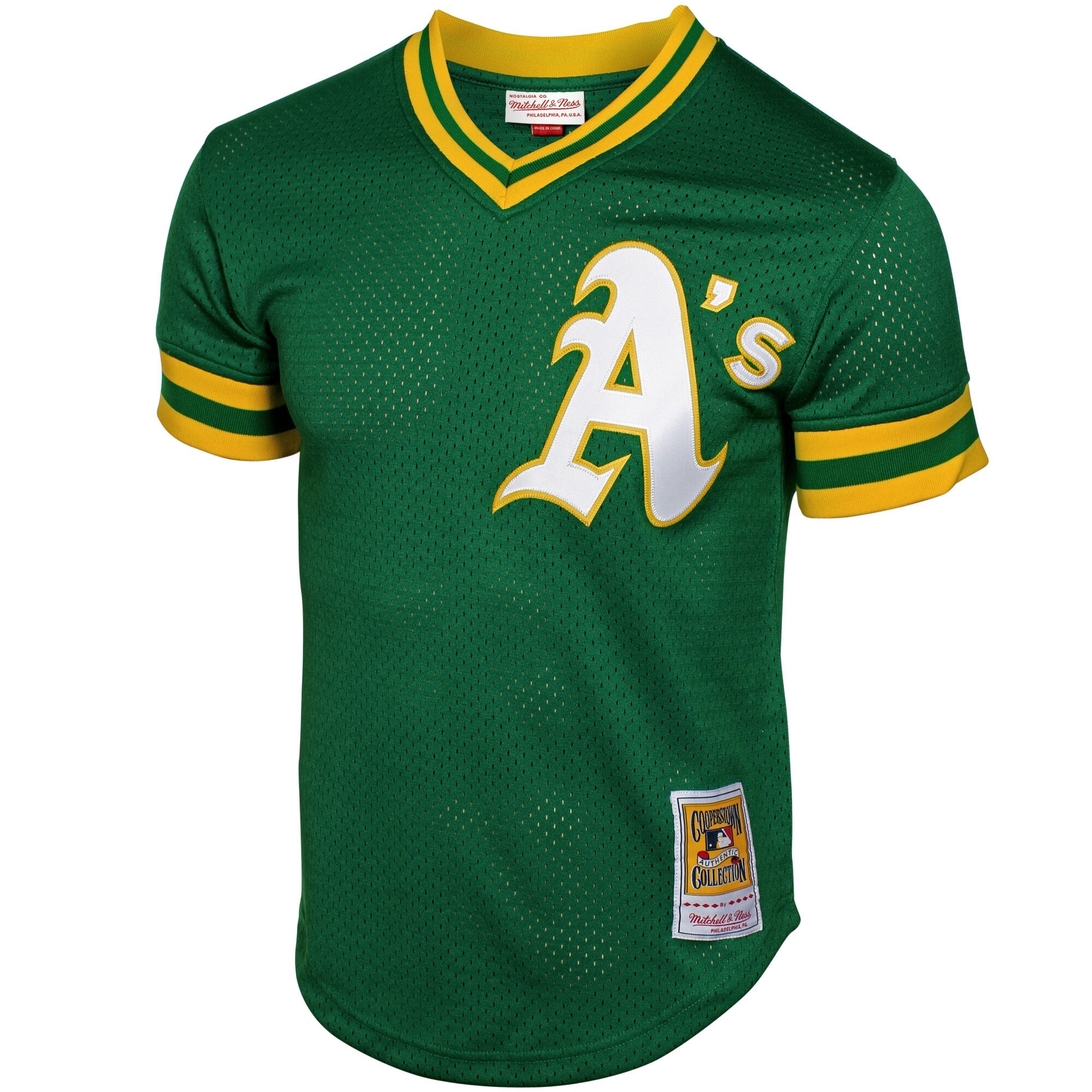 Men's Athletics Rickey Henderson Mitchell & Ness Green 1991 Cooperstown Mesh Batting Practice Jersey