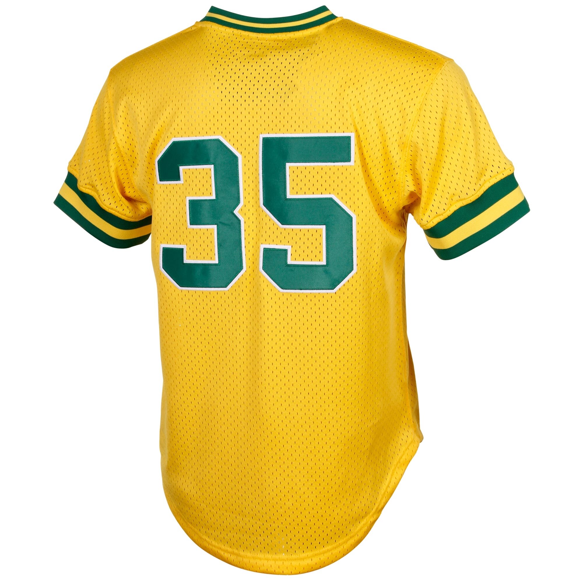 Men's Athletics Rickey Henderson Mitchell & Ness Yellow Cooperstown Mesh Batting Practice Jersey